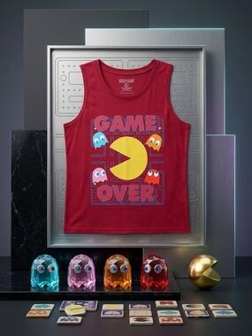 Boys' Red Pac-Style 'Game Over' Graphic Tank Top